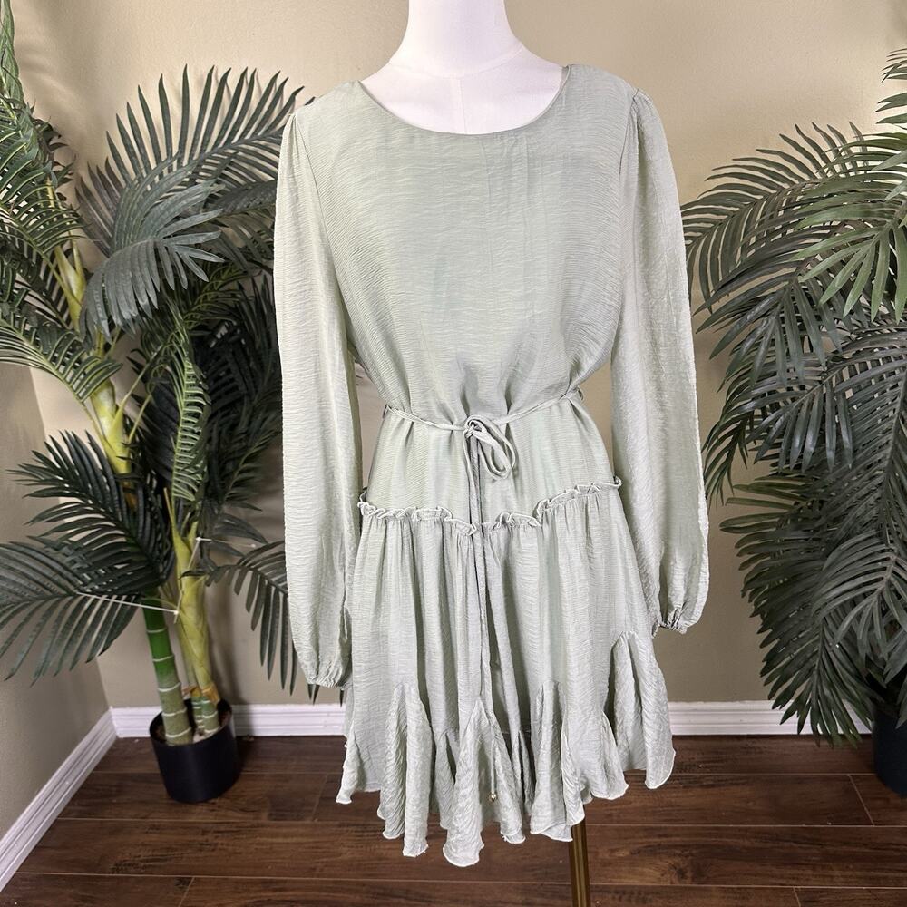 Bluivy Women Medium Dress Light Sage 2 tiers Lined
